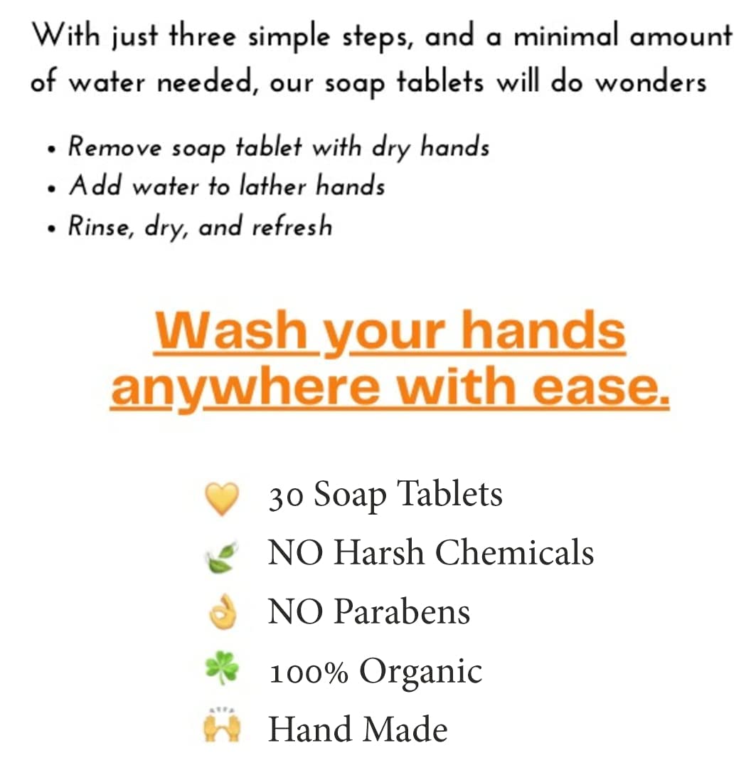 Handmade SqueakyClean Soap Tablets - 30 Bars per Tin | Single Wash Hygiene Bar for Hand Care | Travel & Pocket Friendly | Sweet Lavender Fragrance (Pack of 2) | Perfect for Travel, Camping & Everyday Use
