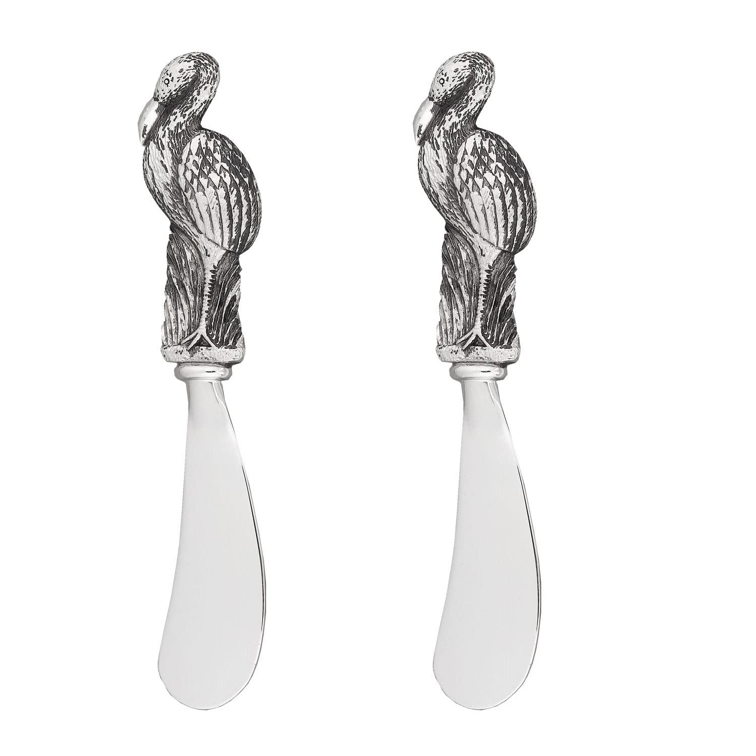 UPware 2-Piece Zinc Alloy Cheese and Butter Spreader Knives Set - Flamingo Design for Cheese Boards, Charcuterie Platters & Gourmet Kitchen Use