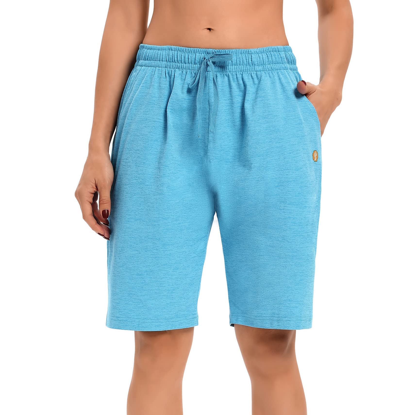 LuckyCactus Women's Bermuda Shorts - Stretchy Jersey Yoga Shorts with Pockets for Walking, Running & Workouts - Comfortable Knee-Length Athletic Shorts for Women - Perfect for Gym, Yoga, Travel & Casual Wear