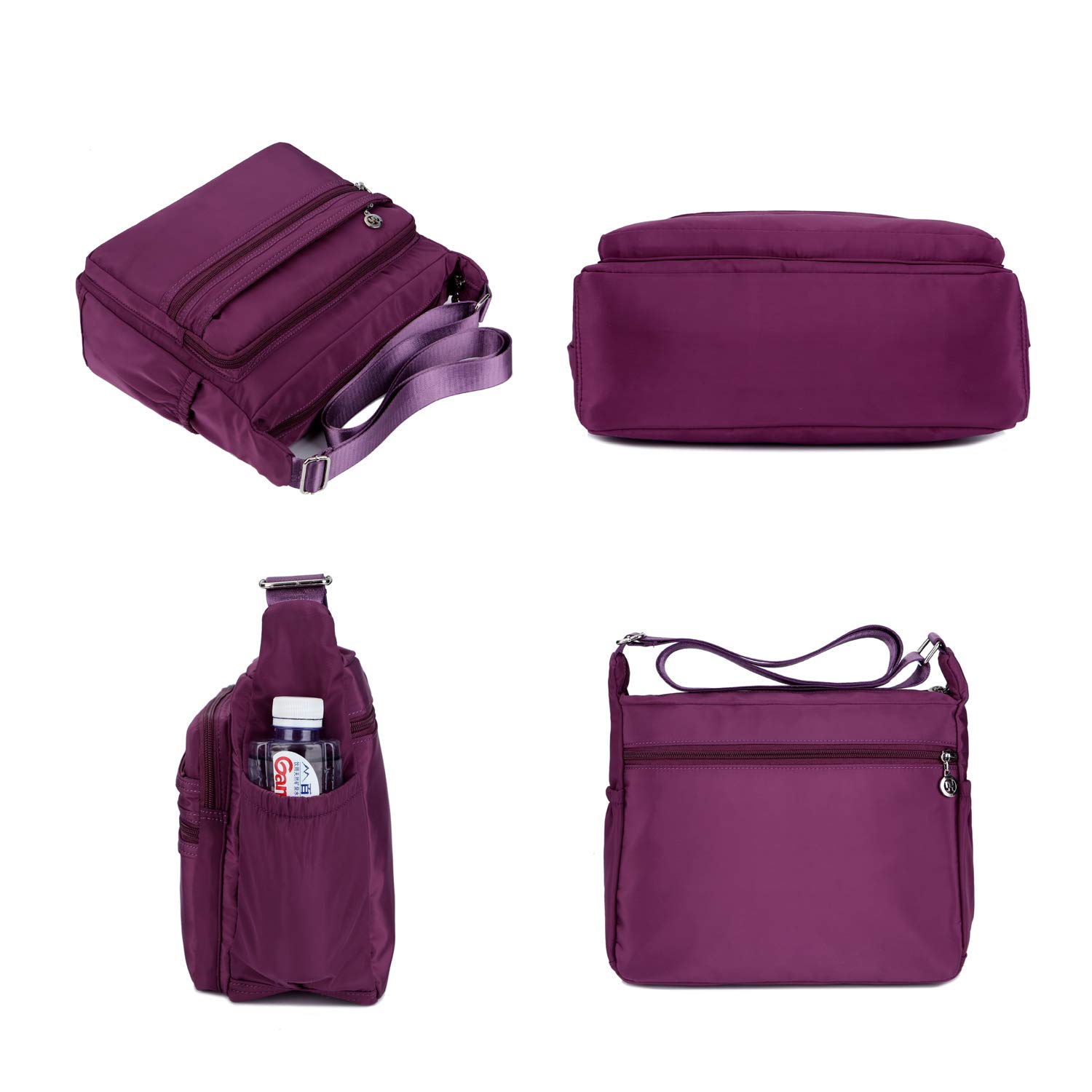 Women's Lightweight Nylon Crossbody Bag - Multi-Pocket Travel Purse for Daily Use & Outings