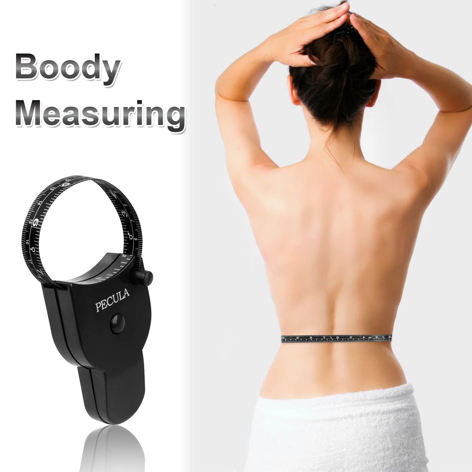 60 Inch Body Measuring Tape with Lock Pin & Push Button Retract - Soft Flexible Sewing Tailor Tape Measure for Weight Loss, Fitness & Body Measurements (Black) - Perfect for Home Use, Gym & Tailoring