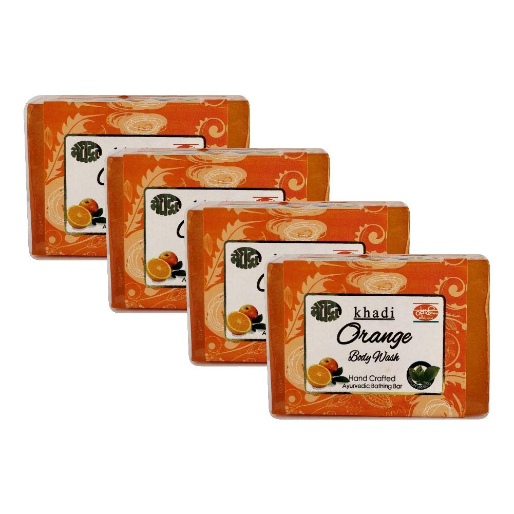 Meghdoot Orange Body Wash Soap - 125g (Pack of 4) | Refreshing Citrus Shower Gel for Men & Women | Perfect for Daily Use, Gym & Travel