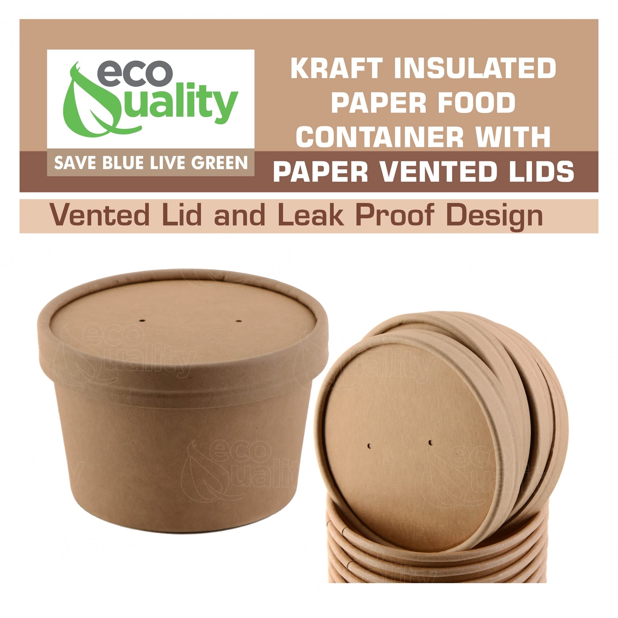 Eco-Friendly Disposable Kraft Paper Soup Bowls with Lids - 8oz Microwavable & Freezer Safe Takeout Containers for Ice Cream, Frozen Yogurt, Desserts - Perfect for Parties, Picnics & Food Storage (Pack of 25)