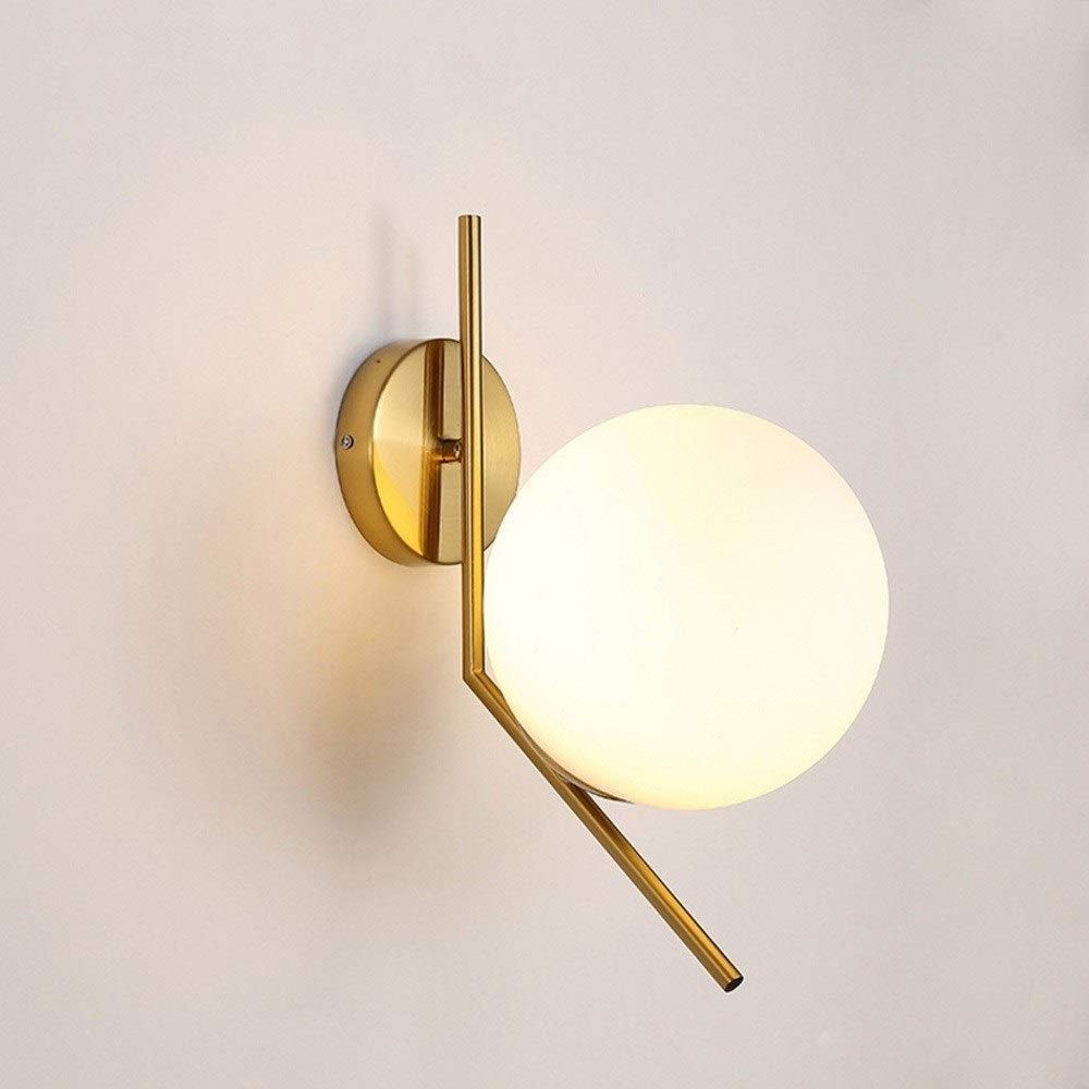 Nordic Modern Adjustable Wall Lamp - Golden Brass & Clear Glass Ball Fixture for Restaurant, Loft, Patio, Bedroom Decor | Dimmable Lighting for Dining Room, Corridor, Aisle & Living Room