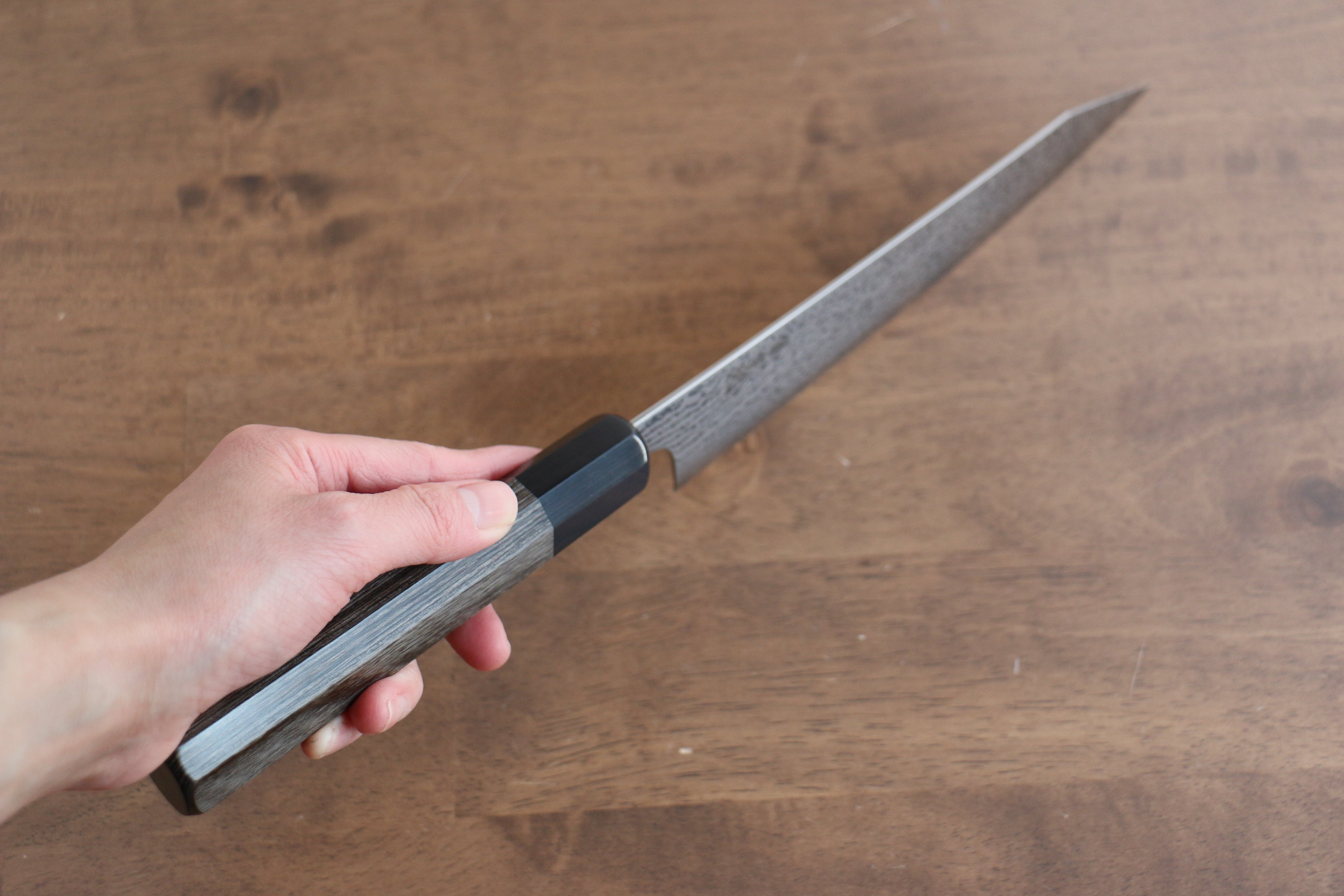 Premium Kanjyo VG10 Damascus Kiritsuke Gyuto 210mm Japanese Chef Knife with Gray Pakka Wood Handle - Perfect for Sushi, Sashimi & Precision Vegetable Cutting
