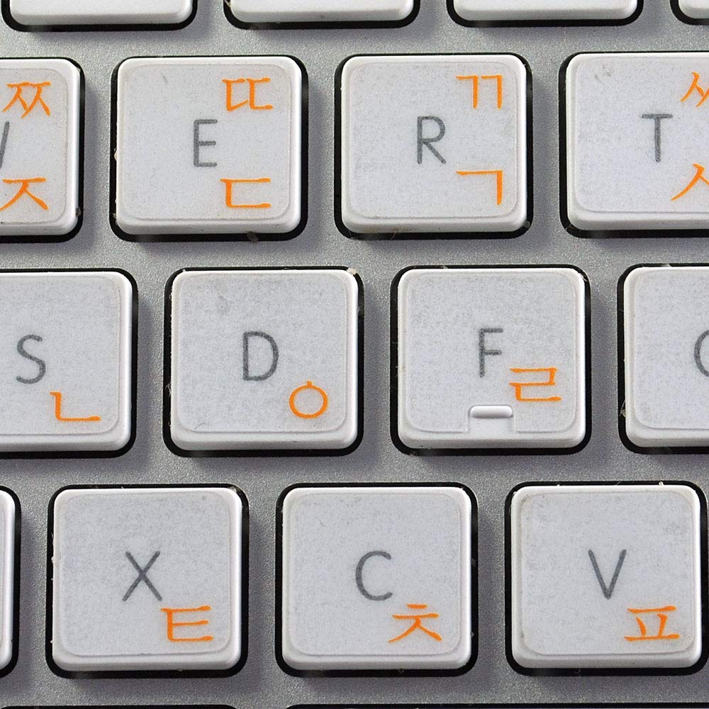 Korean Keyboard Decals - Blue, Red, Orange or White Lettering on Transparent Background | Compatible with Apple MacBook, Laptop & Desktop | Perfect for Typing, Gaming & Work Productivity