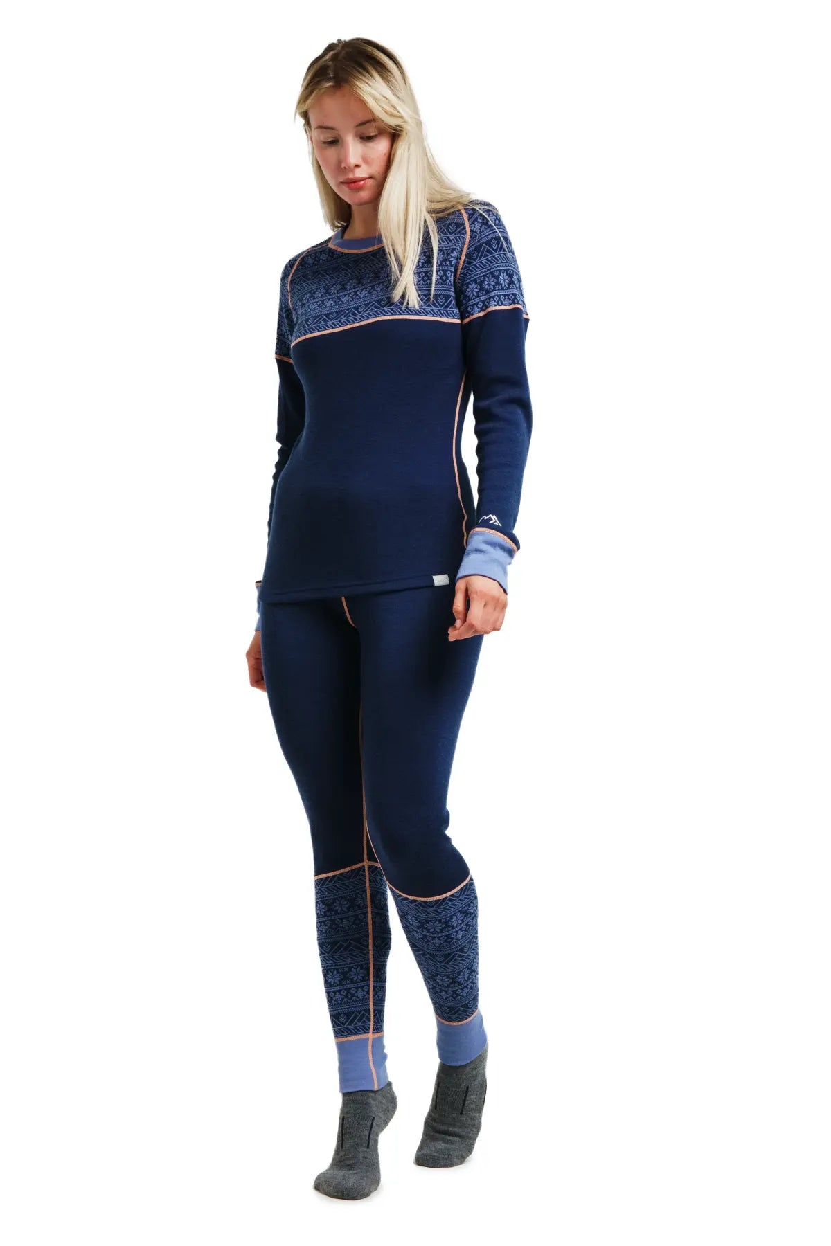 Women's Merino Wool Thermal Underwear Set - 250g Nordic Tale Berry Print - Warm Base Layer for Skiing, Hiking & Winter Outdoor Activities