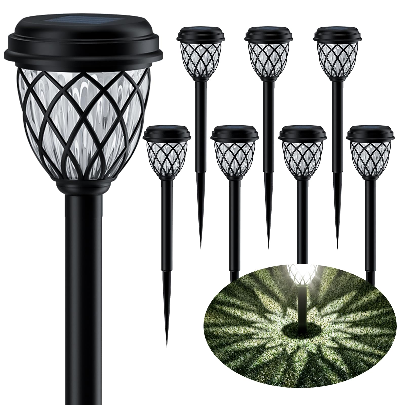 8 Pack Solar Outdoor Lights - Waterproof IP65 Solar Powered Garden Lights for Patio, Yard, Driveway - Bright LED Solar Lights for Outdoor Decoration & Landscape Lighting