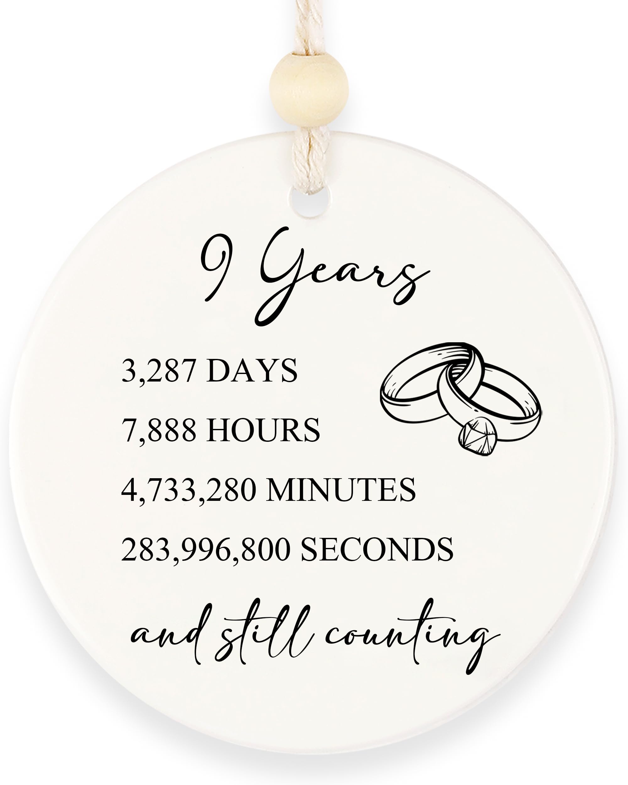 Personalized 9th Wedding Anniversary Pottery Gift for Couples - Custom Name Keepsake for Him or Her - Christmas Tree Ornament & Valentine's Day Decoration - Perfect for Romantic Celebrations & Home Decor