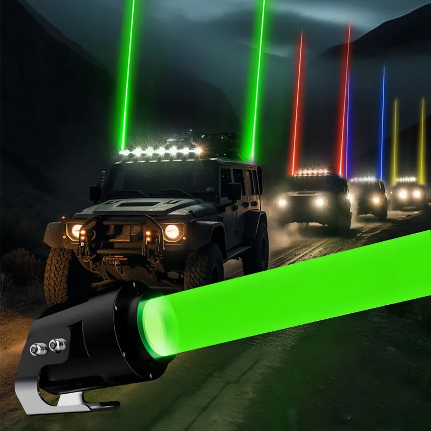 Rugged TUFF SkyTracer Spot Beam Light Pod Whip Lights - 2-Piece Set with 4 Color Lenses for ATV, UTV, Dune Buggies, Side-by-Sides, Trucks, SUVs | Perfect for Off-Roading, Overlanding, Rock Crawling, Marine Boats & Night Adventures