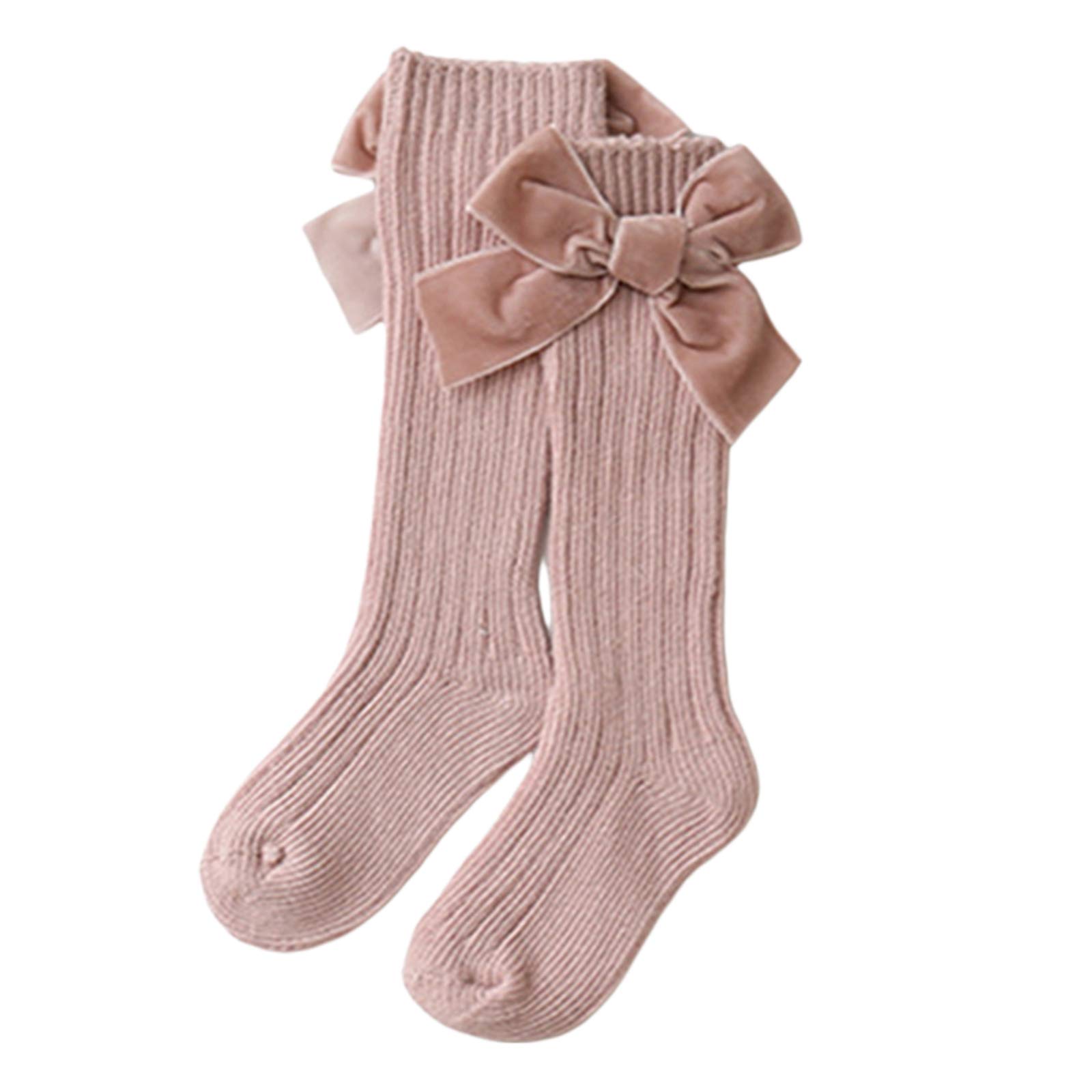 Kayotuas Baby Girls Knee High Socks with Bows - Ribbed Knit Long Tube Ruffled Stockings for Infant & Toddler - Perfect for School Uniforms, Dress Up & Special Occasions
