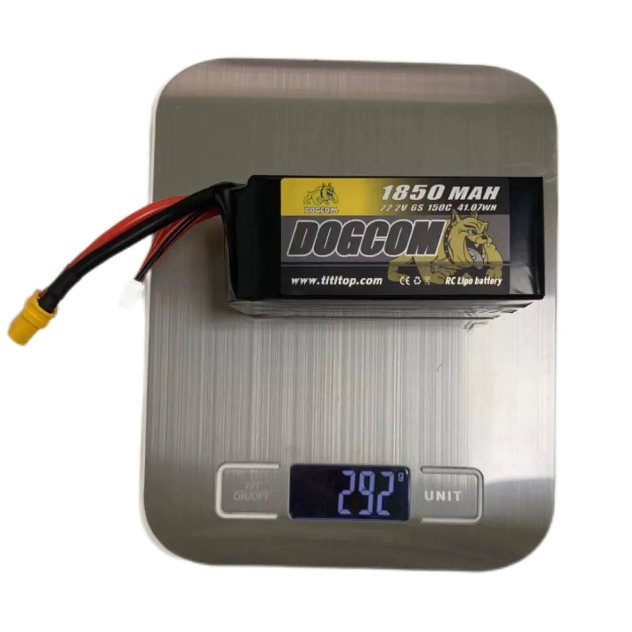DOGCOM 22.2V 6S 1850mAh 150C High Performance LiPo Battery for RC Drones, Cars, and Airplanes - Long Lasting Power for Racing and FPV Flying