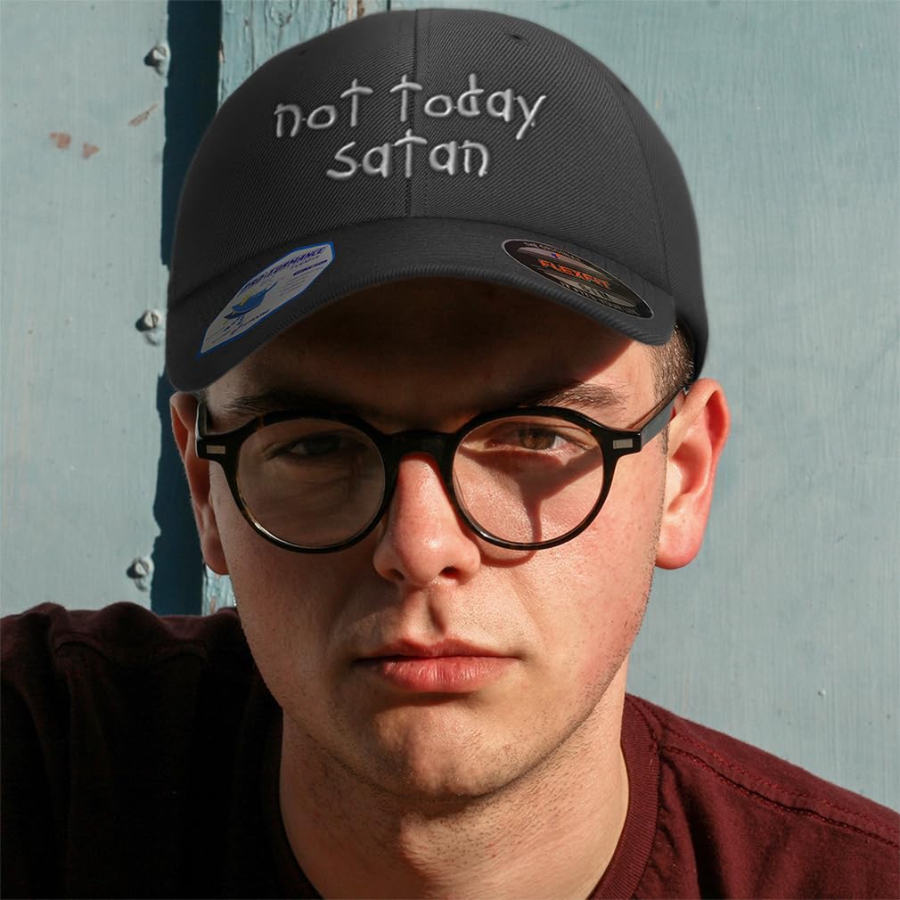 Custom Embroidered Flexfit Cap for Men & Women - 'Not Today Satan' Christian Baseball Hat with Christ & God Jesus Design - Perfect for Church, Sports & Everyday Wear