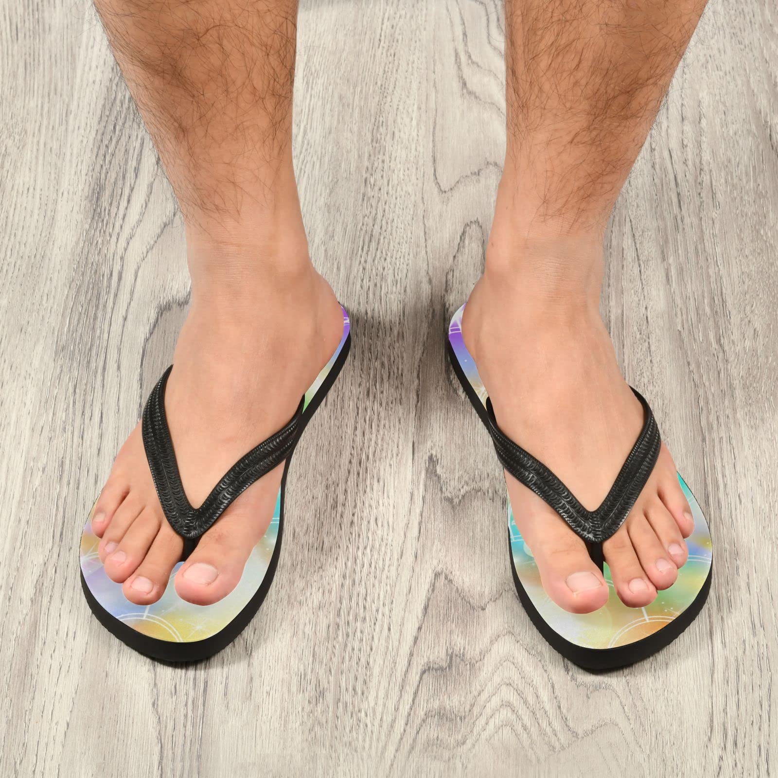 Colorful Rainbow Mermaid Tail Flip Flops - Women & Men Summer Beach Sandals with Ocean Scale Design | Perfect for Pool, Vacation & Outdoor Activities