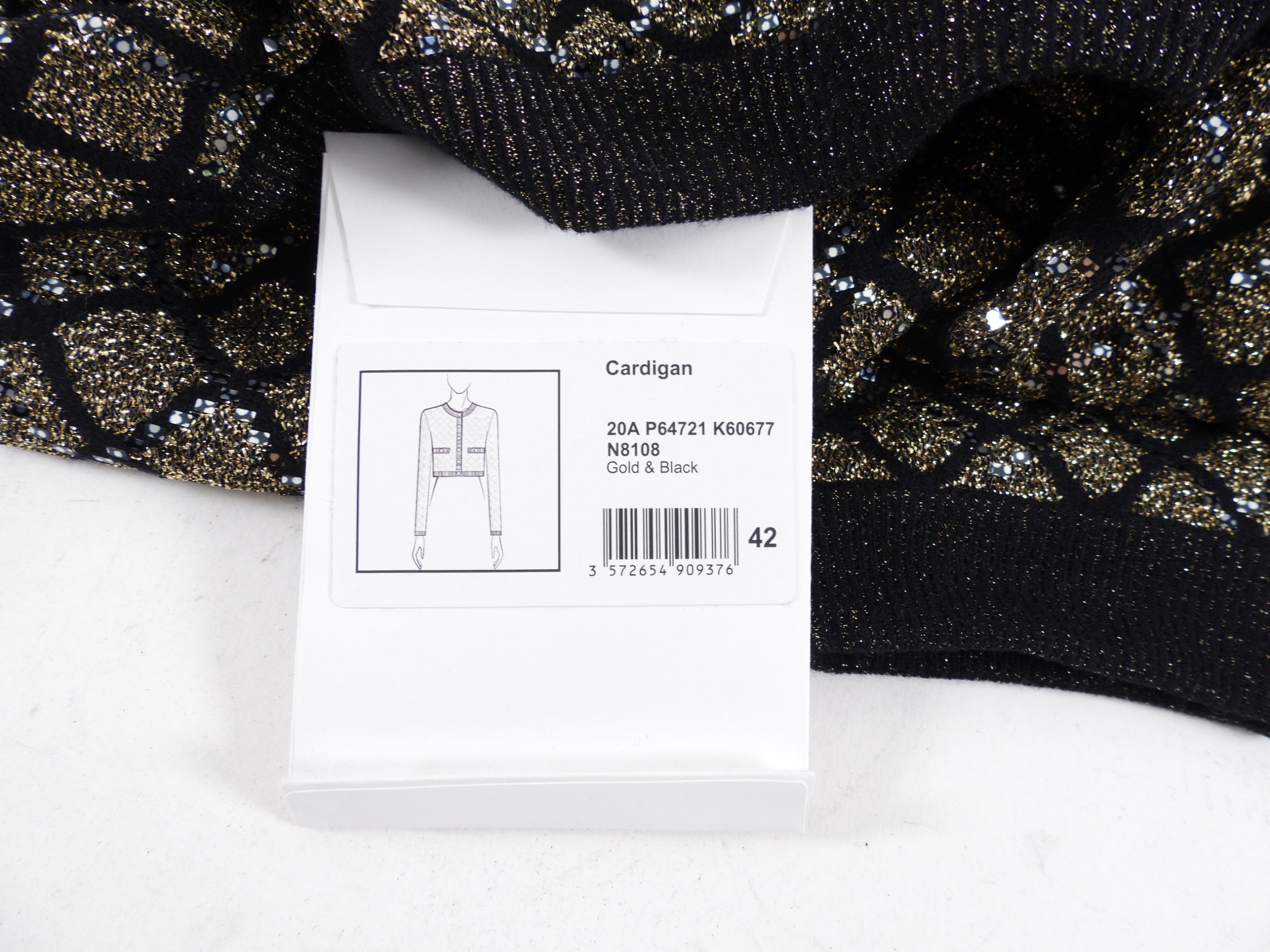 Chanel 20A Black & Gold Shimmer Knit Cardigan Sweater for Women - Soft Luxury Cashmere Blend - Perfect for Evening Parties & Date Nights (Size S/M)