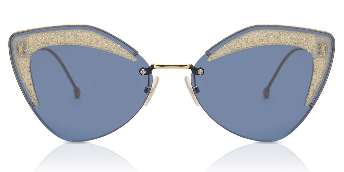 Fendi FF 0355/S Gold & Blue Sunglasses for Women - 66/16/140 Frame Size - Luxury Fashion Accessory for Beach, Driving & Outdoor Activities