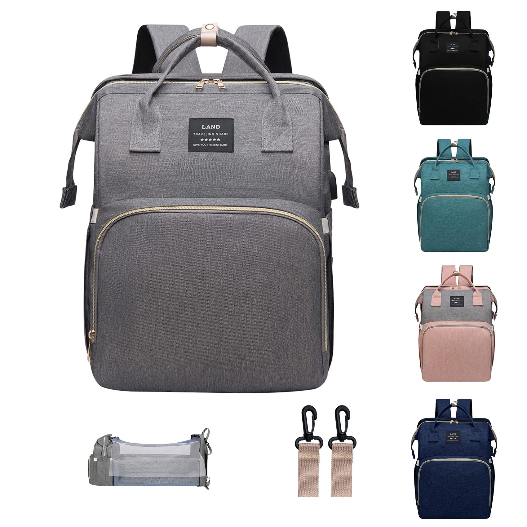 Baby Diaper Backpack with Changing Station - Large Capacity 900D Oxford Diaper Bag for Moms (Grey) | Perfect for Travel, Daycare & On-the-Go Parenting