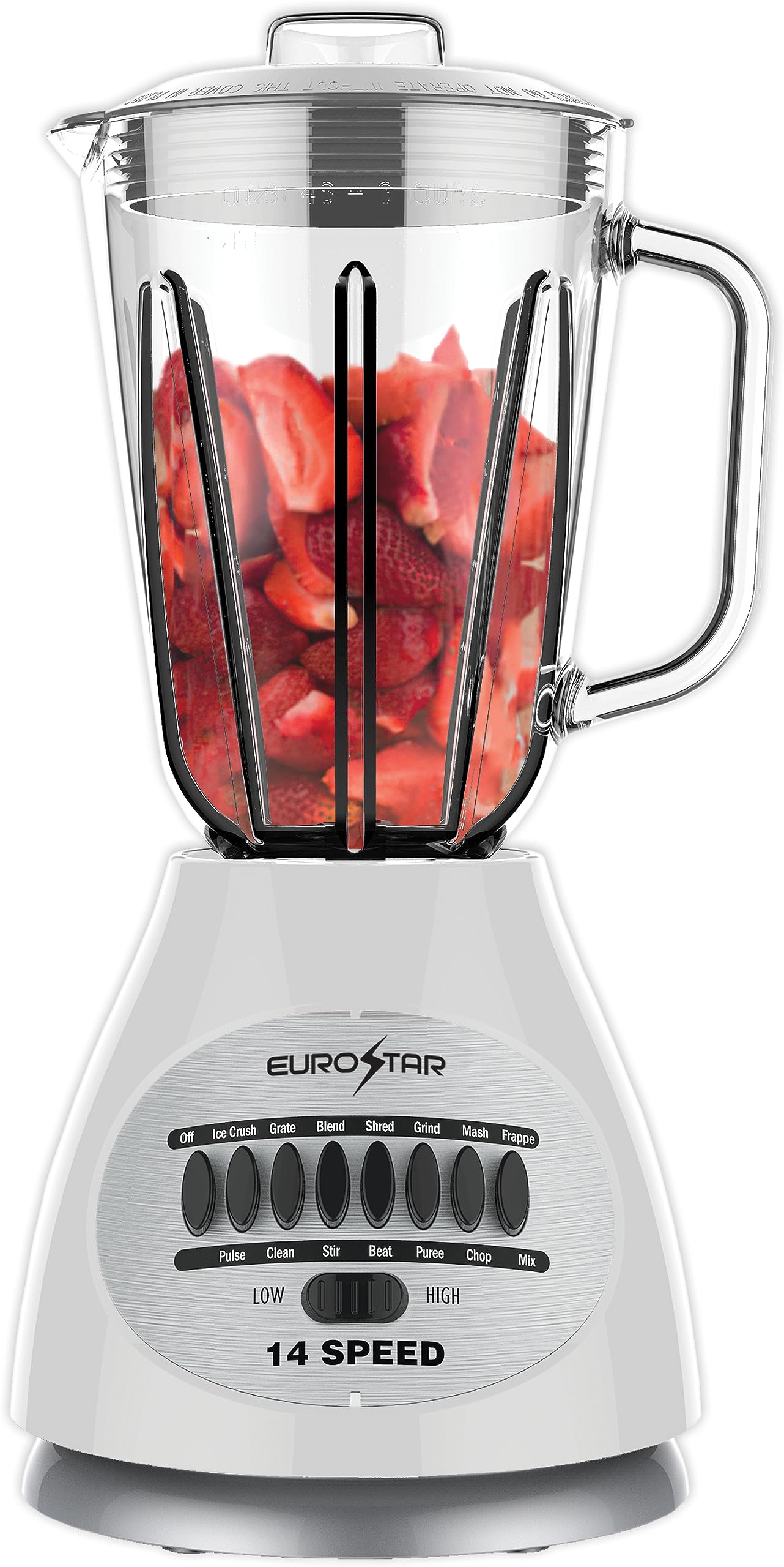 450W 14-Speed Glass Jar Blender - Powerful Countertop Blender for Smoothies, Shakes & Food Prep (White) - Perfect for Kitchen, Restaurant & Healthy Lifestyle