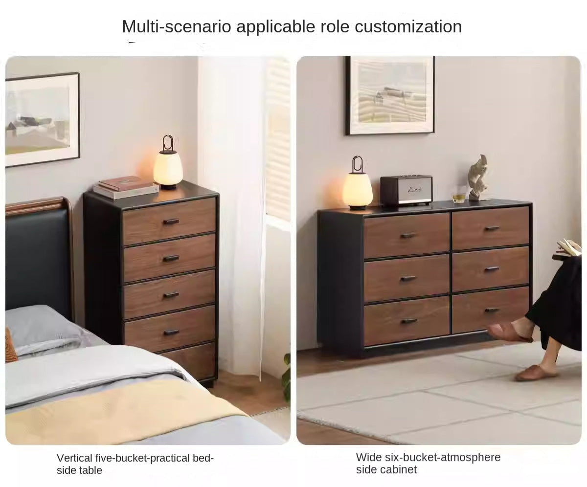 Solid Oak Wood Italian Light Luxury Chest of Drawers - Elegant Bedroom Dresser for Master Suite & Guest Room Storage