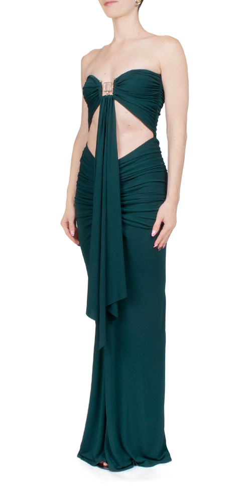 Elegant Bezel Quartz Disconnect Dress in Evergreen - Perfect for Evening Parties & Special Occasions