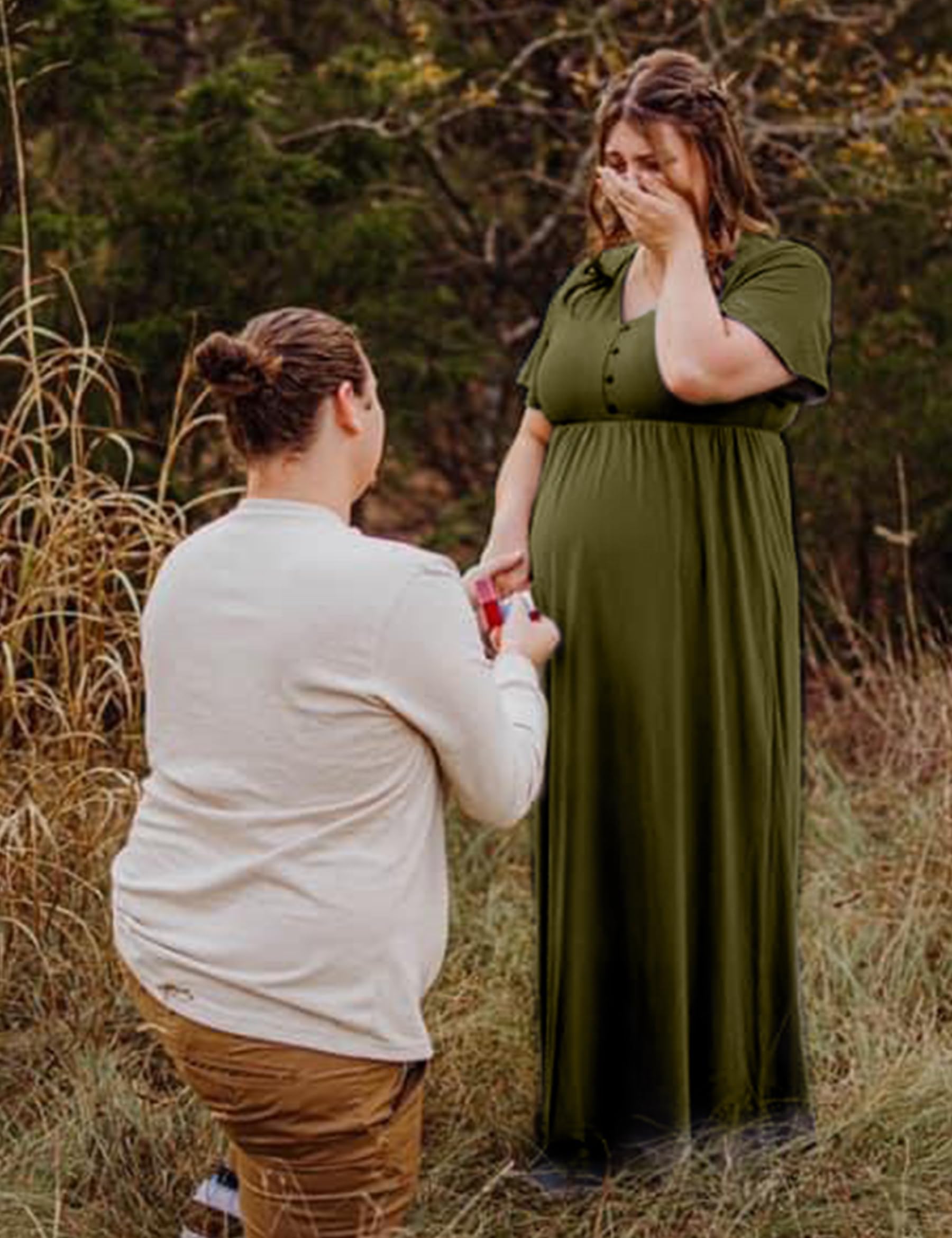 Peauty Summer Maternity Dresses for Women - Flowy Photoshoot & Baby Shower Dress with Decorative Buttons | Comfortable Pregnancy Outfit for Beach, Party & Special Occasions
