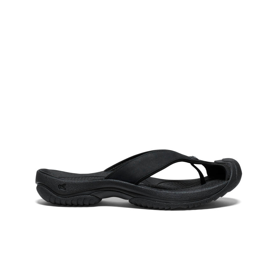 Men's Waimea Leather Flip Flops - Comfortable Black Sandals for Beach, Pool & Casual Wear | Premium Leather Slides for Summer Outdoor Activities