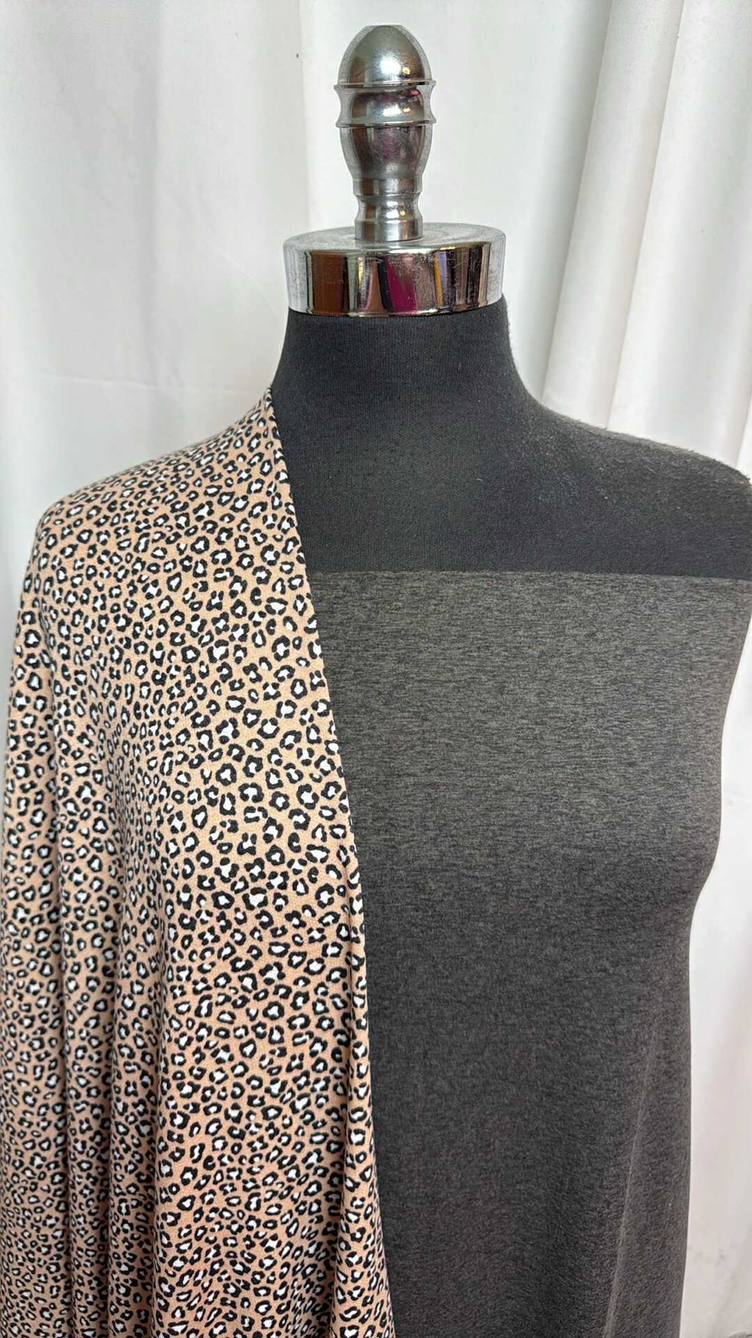 2 Yards Charcoal Two-Tone DBP & 2 Yards Little Leopard PRS FT Fabric Bundle - A27518 | Perfect for DIY Crafts, Upholstery, and Fashion Sewing Projects