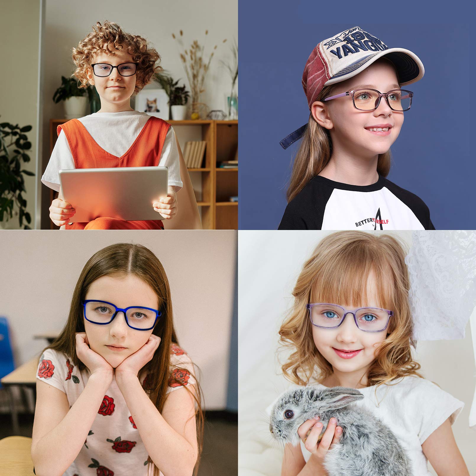 Blue Light Blocking Glasses for Kids Age 3-12 - Unbreakable Frame, Ultra-Light Computer Glasses - Perfect for Online Classes, Gaming & Screen Time Protection