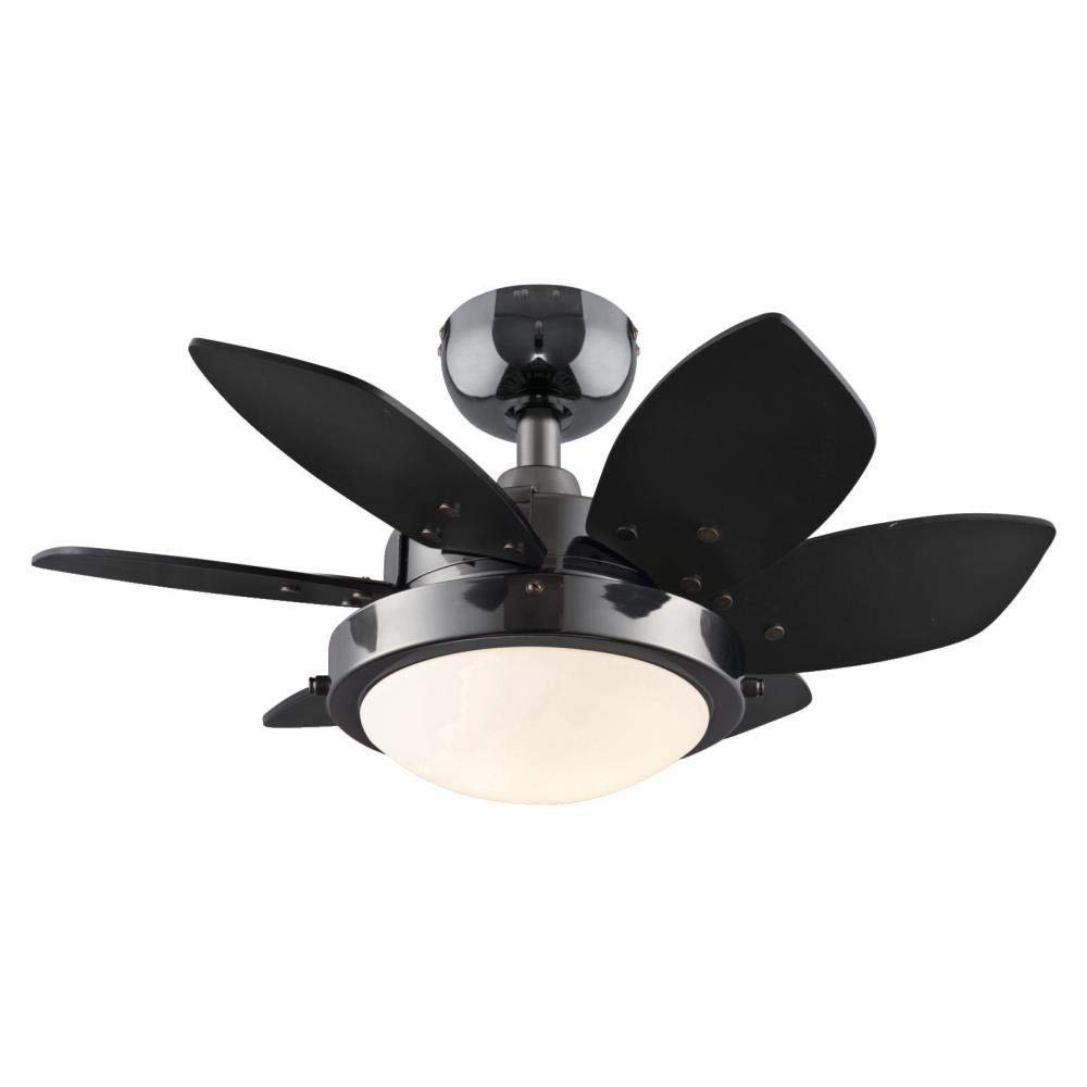 24-Inch Ciata Small Ceiling Fan with Dimmable LED Light - Gun Metal Finish, Reversible Black/Graphite Blades & Frosted Glass Shade - Perfect for Bedroom, Living Room, and Office Spaces