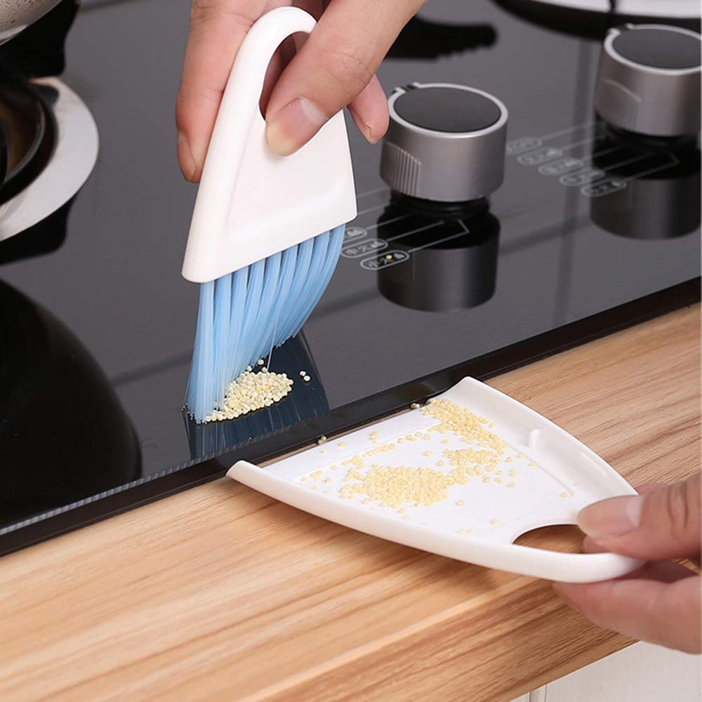 Mini Broom & Dustpan Set - Compact Cleaning Tool for Tables, Countertops, Keyboards & Pet Hair
