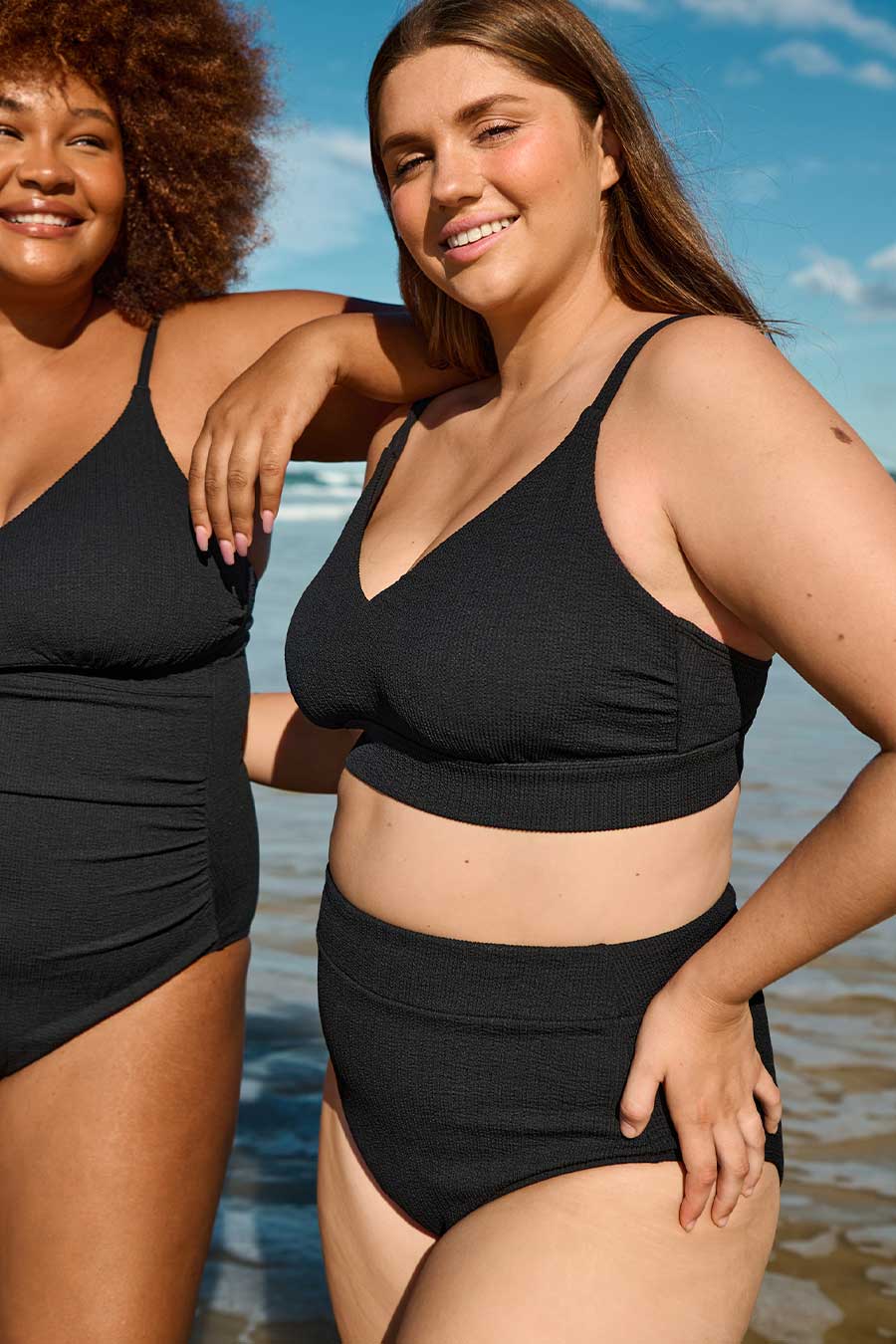Byron Adjustable Bikini Top - Black Textured Swimwear for Women | Perfect for Beach, Pool & Summer Vacations