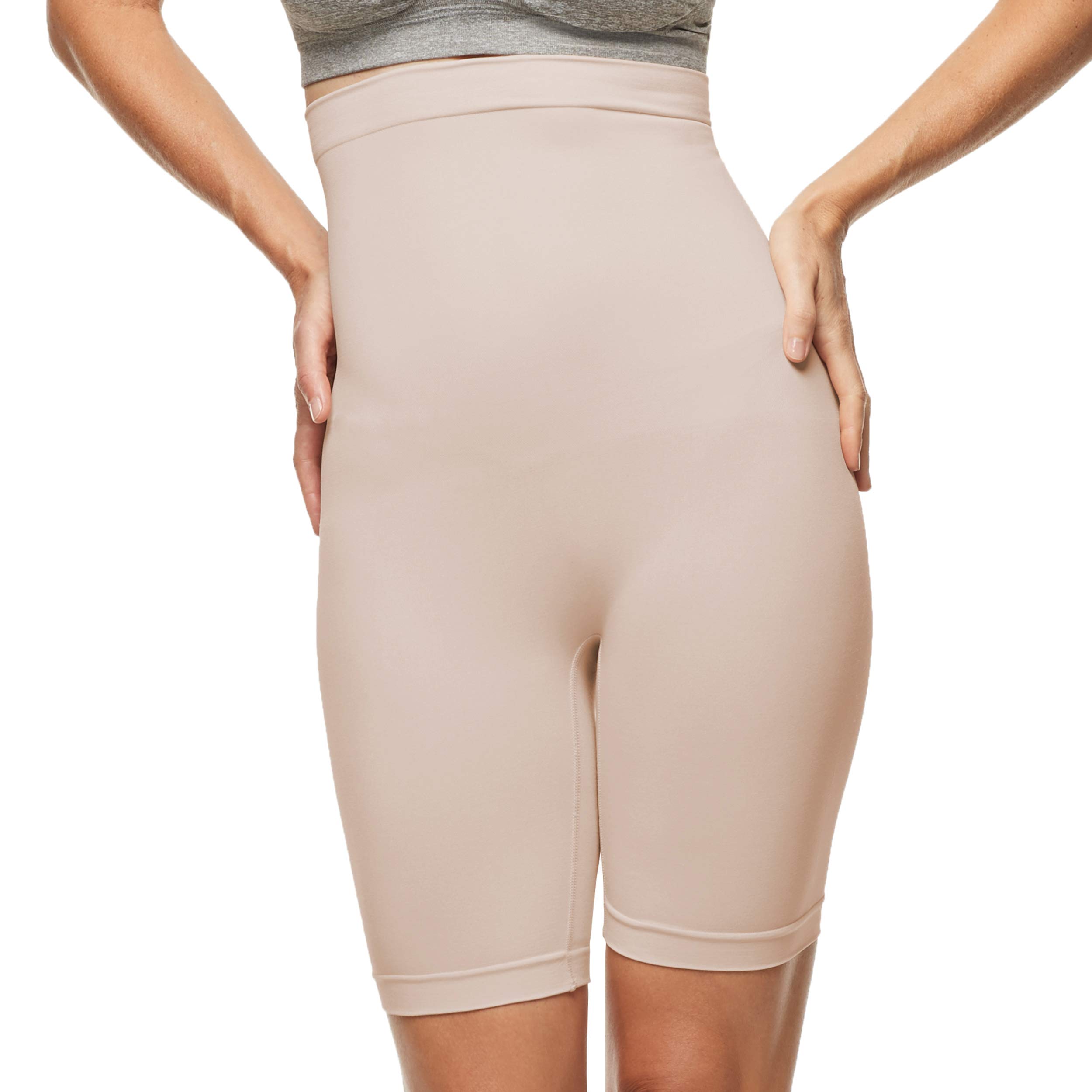 ESSENTIALS BY TUMMY TANK Women's Seamless High Waist Shaping Shorts - Tummy Control Shapewear for Workout, Yoga & Everyday Wear