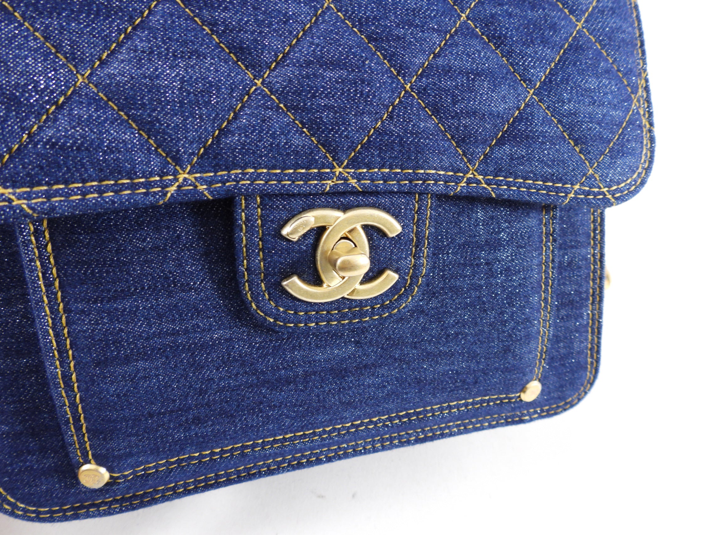 Chanel 23S Quilted Denim Square Flap Bag with Chain Strap - Luxury Crossbody Purse for Women, Perfect for Date Night & Evening Events