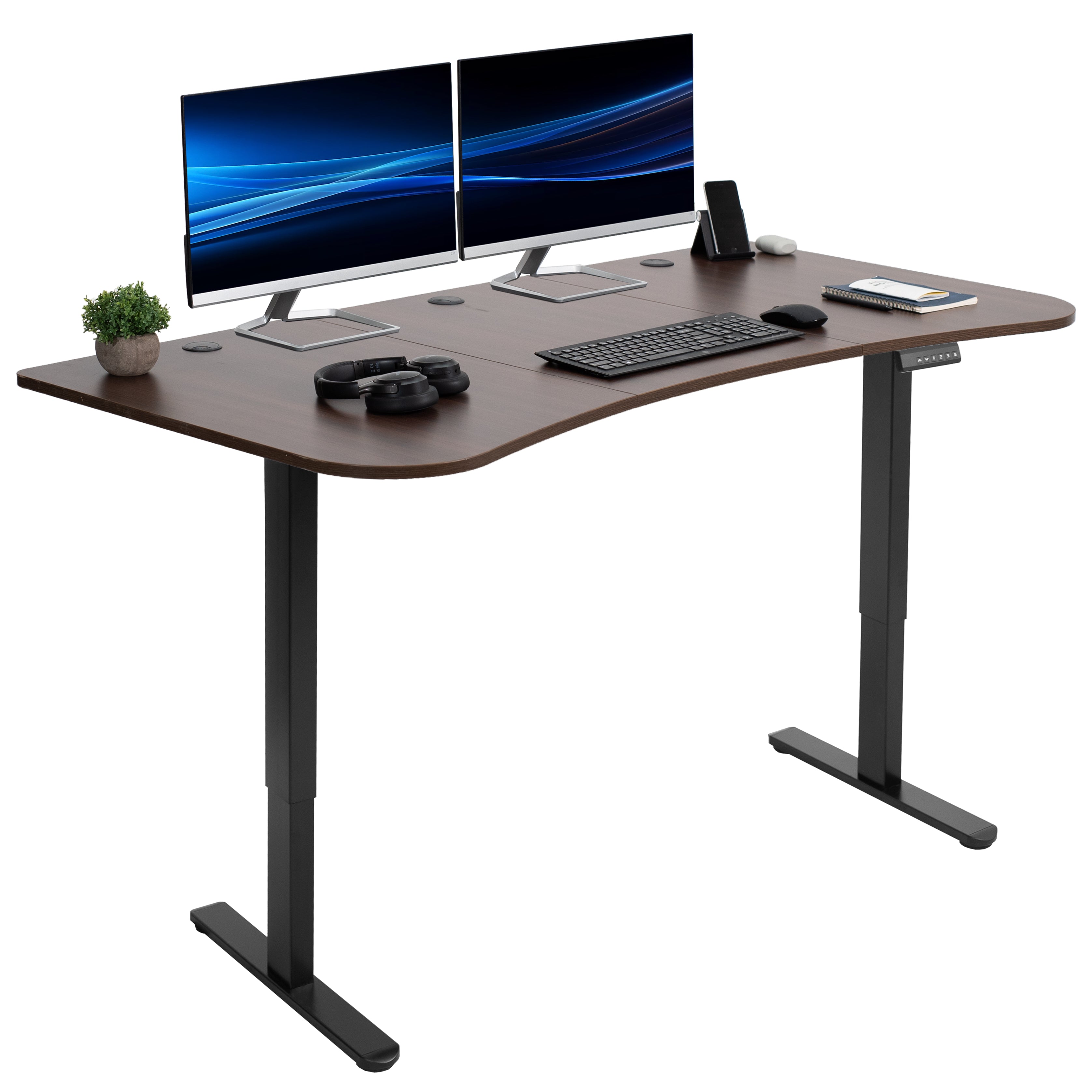 E2 Series 63 x 32 Inch Dual Motor Standing Desk with Memory Controller - Adjustable Height Electric Desk for Home Office, Gaming & Workstation Setup