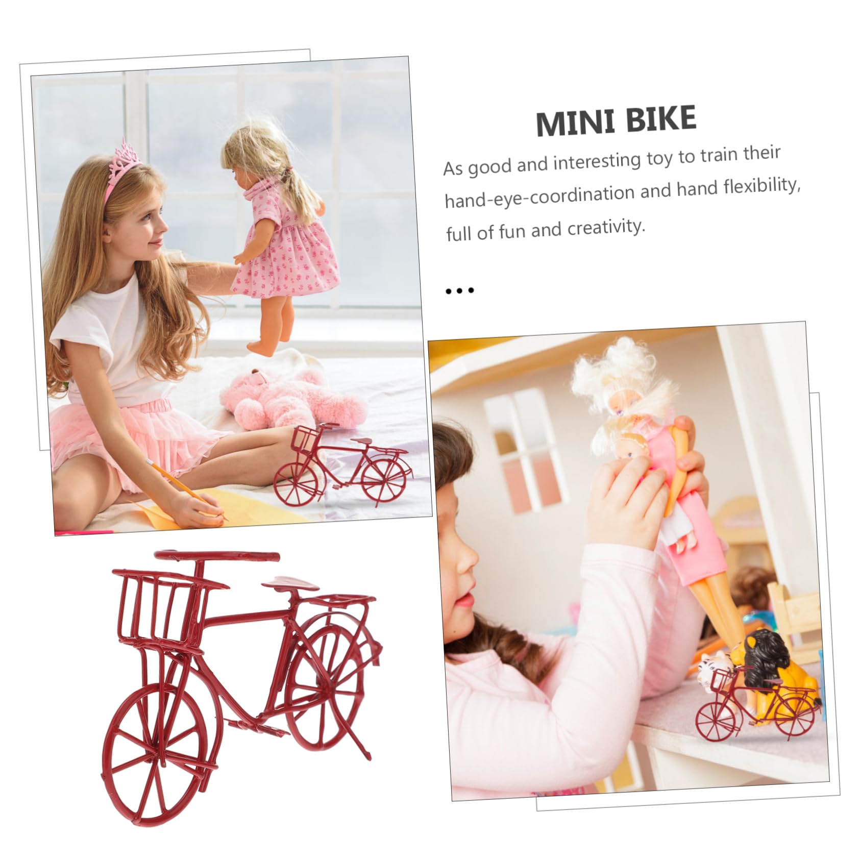 Holibanna Mini Metal Bike Toy - Red Iron Miniature Bicycle for Dolls, Tabletop Decor & Motorcycle Models | Perfect for Collectors, Parent-Child Play & Home Decoration