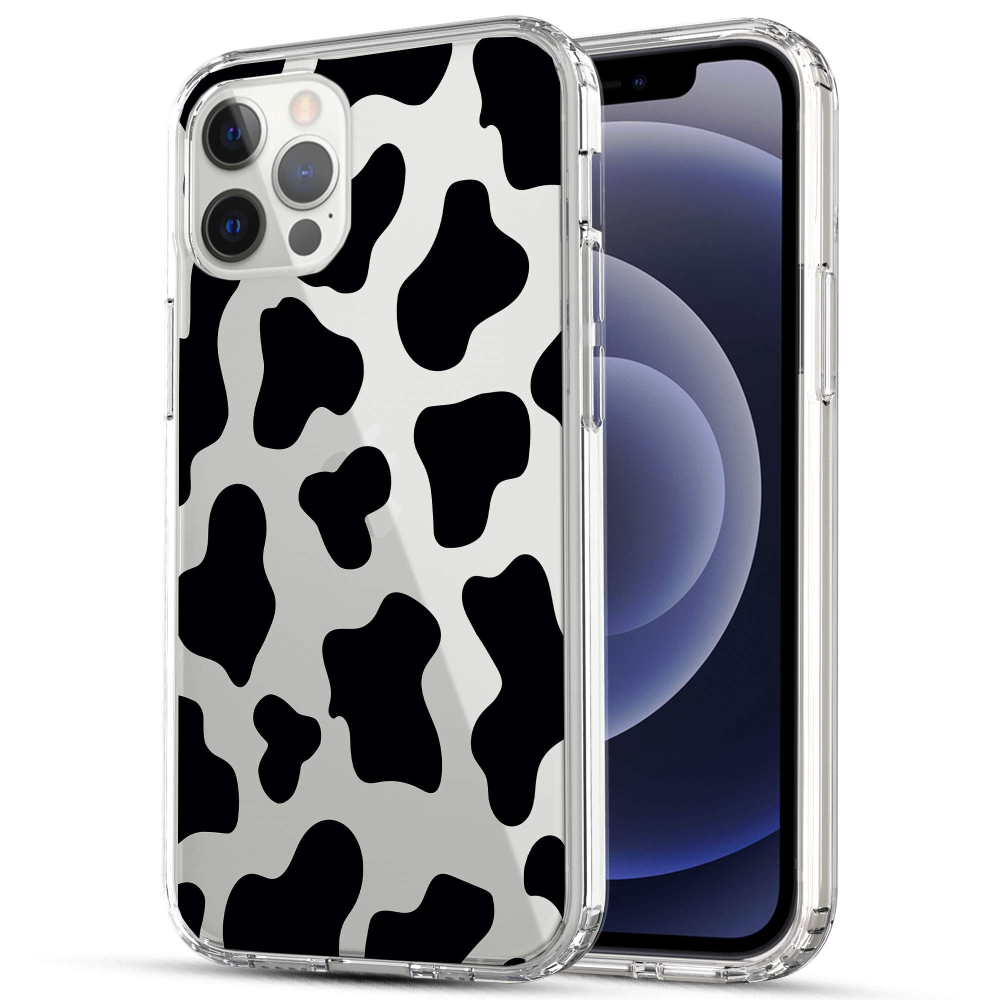 Premium iPhone 12 Pro Max 5G Case - RANZ Anti-Scratch Shockproof Clear Acrylic + TPU Bumper Protective Cover for iPhone 12 Pro Max (6.7 inch 2020 Model) - Stylish Cow Print Design | Perfect for Daily Use, Travel & Outdoor Activities