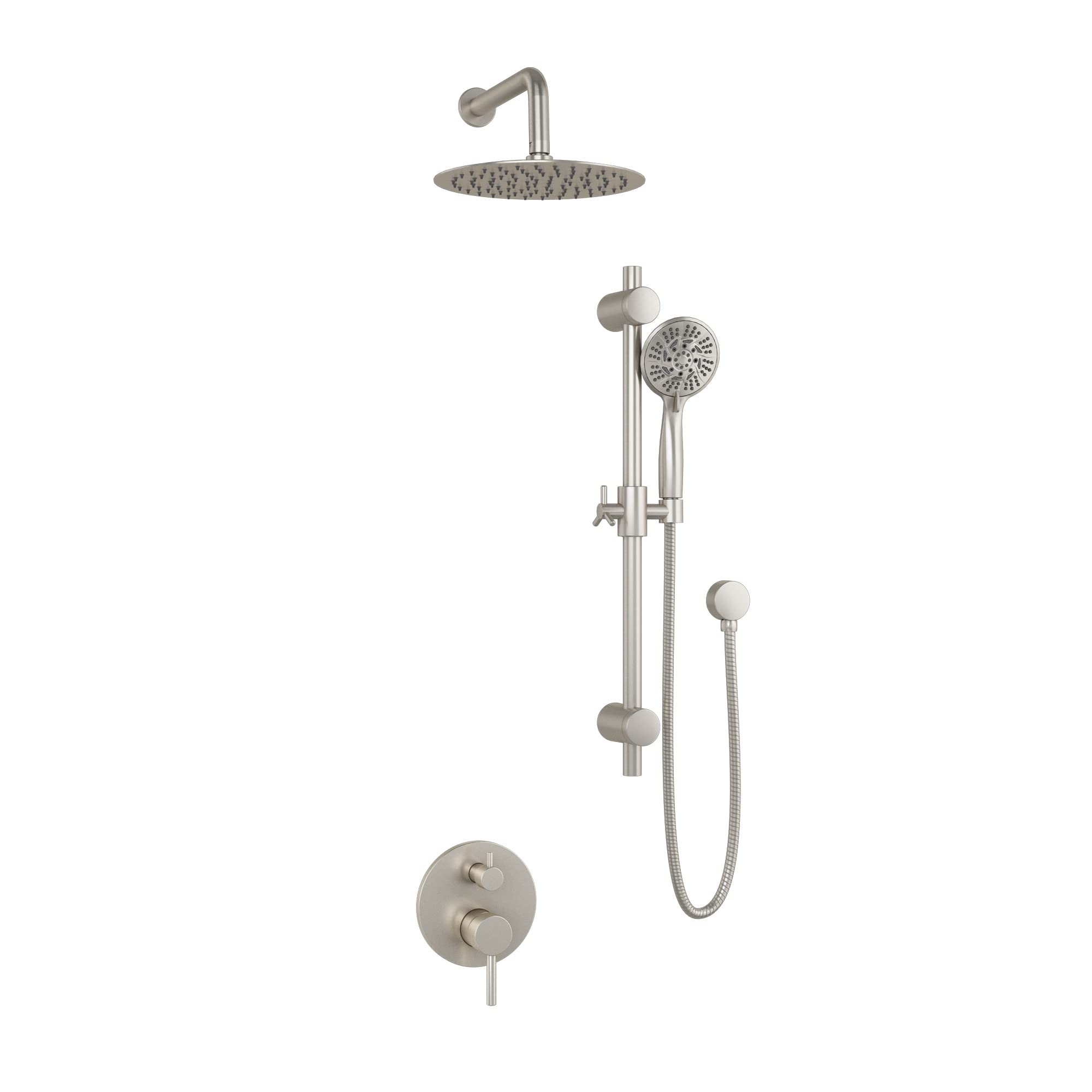 PULSE ShowerSpas 3006-BN Brushed Nickel Shower System Combo - 1.8 GPM Low Flow Water Saving Showerhead with Handheld Sprayer - Perfect for Bathroom Renovation & Modern Home Spa Experience