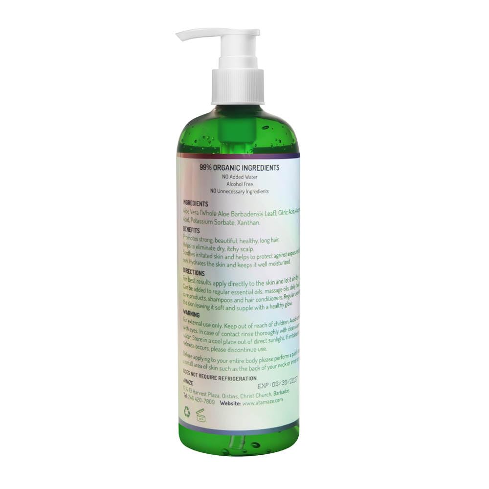 **Pure Aloe Vera Gel 16.7oz (500ml) – 100% Natural Hair & Skin Moisturizer – Soothing, Hydrating & Sun Protection – 5 Simple Ingredients – No Water Added – Perfect for Sunburn Relief, Dry Skin & Hair Care**