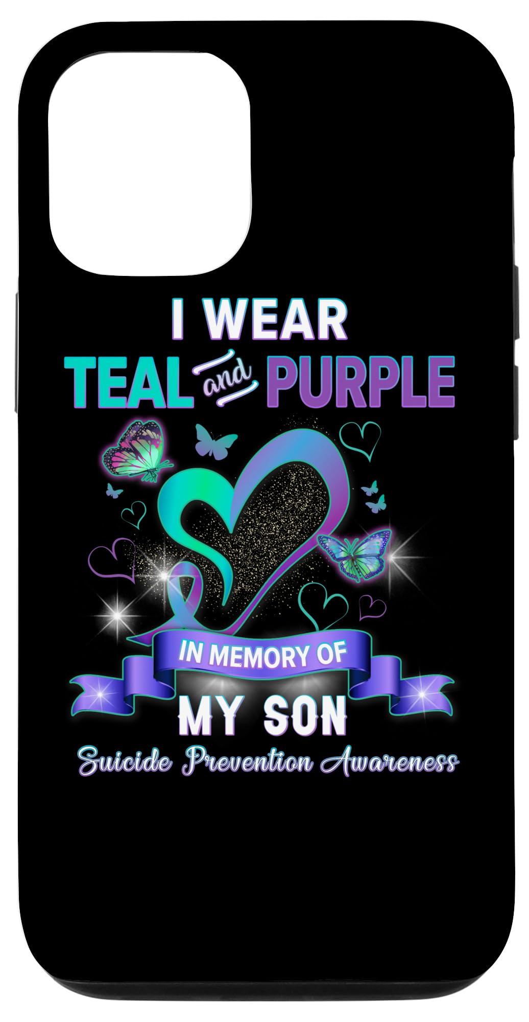iPhone 12/12 Pro Suicide Prevention Awareness Case - I Wear Teal & Purple for My Son - Protective Phone Cover for Mental Health Support & Daily Use