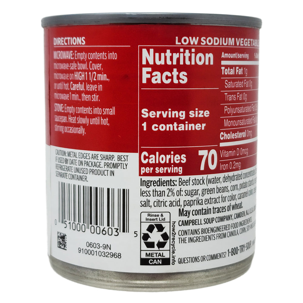 Campbell's Low Sodium Vegetable Soup - 7.25oz Can, Healthy Ready-to-Eat Meal for Quick Lunches, Camping & Emergency Food Supply