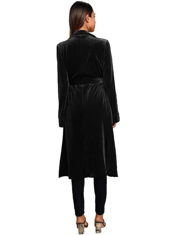 Velvet Long Blazer Women's Coat - Elegant Formal Jacket for Office, Evening & Special Occasions | Plus Size Options Available