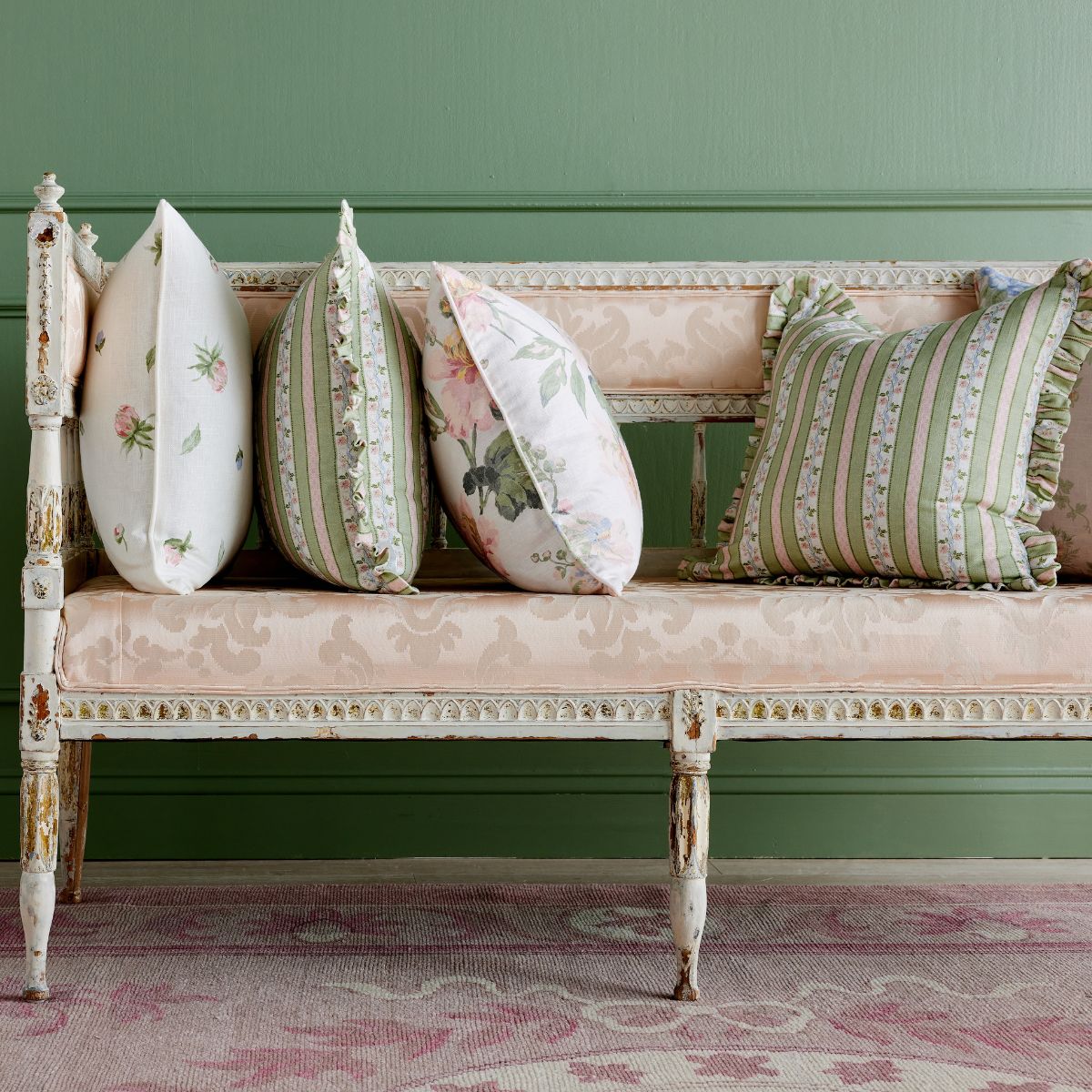 Green Frill Pillow Cover by Isabelle - Elegant Decorative Throw Pillow Case for Sofa, Bed & Home Decor