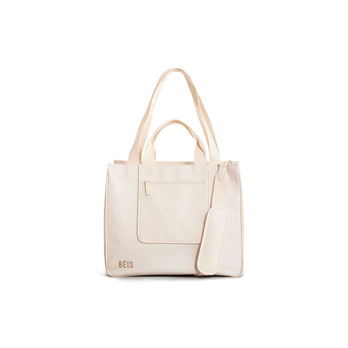 Stylish Beige East to West Tote Bag - Versatile Canvas Shoulder Bag for Women, Perfect for Work, Travel & Everyday Use