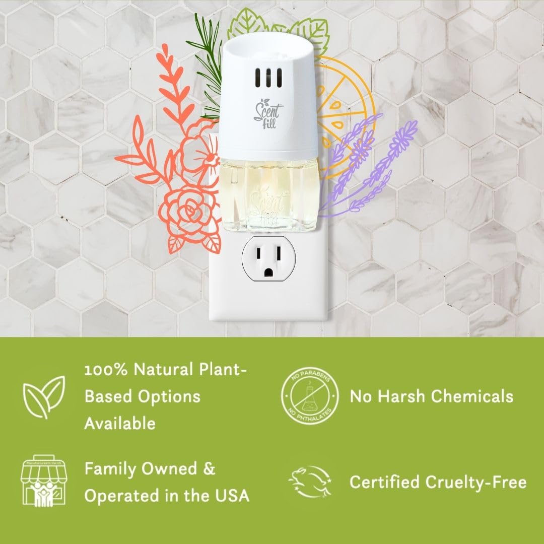 Scent Fill Refresh Smoke Deodorizer Plug-in Air Freshener with 4 Scented Oil Refills - Eliminate Odors in Home, Office, Car & Bathroom
