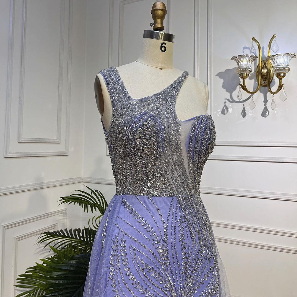 Serene Hill Lilac Mermaid One Shoulder Beaded Luxury Evening Dress for Women - Wedding, Prom, Gala & Formal Party Gown LA72031 | Elegant Night Out & Special Occasion Wear