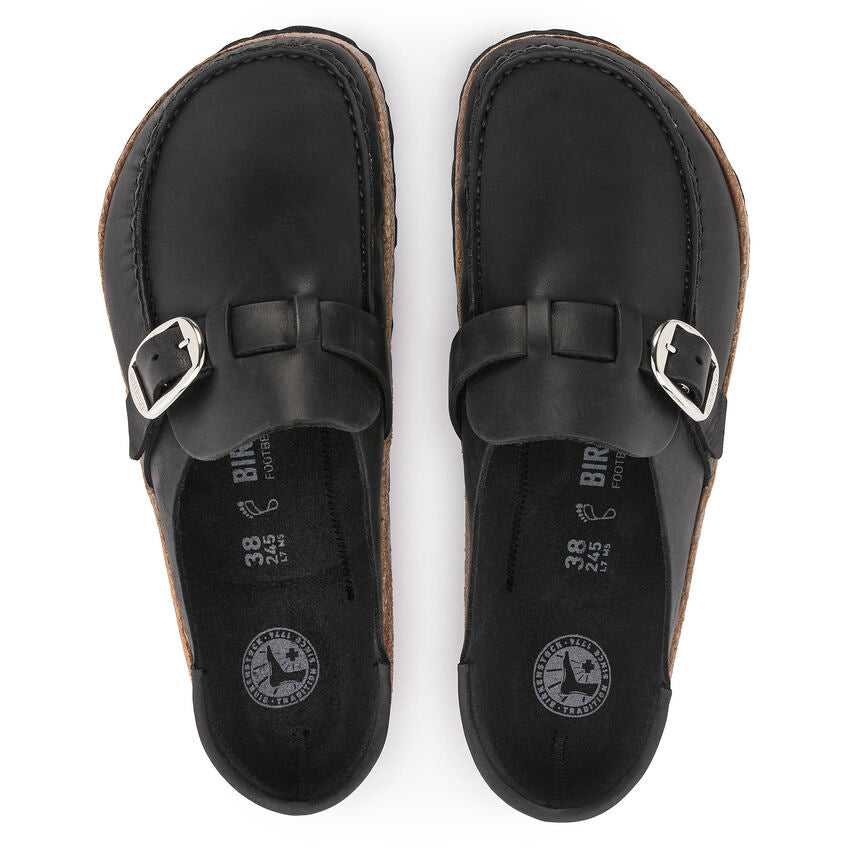 Birkenstock Buckley Oiled Leather Clog - Comfortable Black Slip-On Shoes for Men & Women | Perfect for Home, Office & Casual Wear