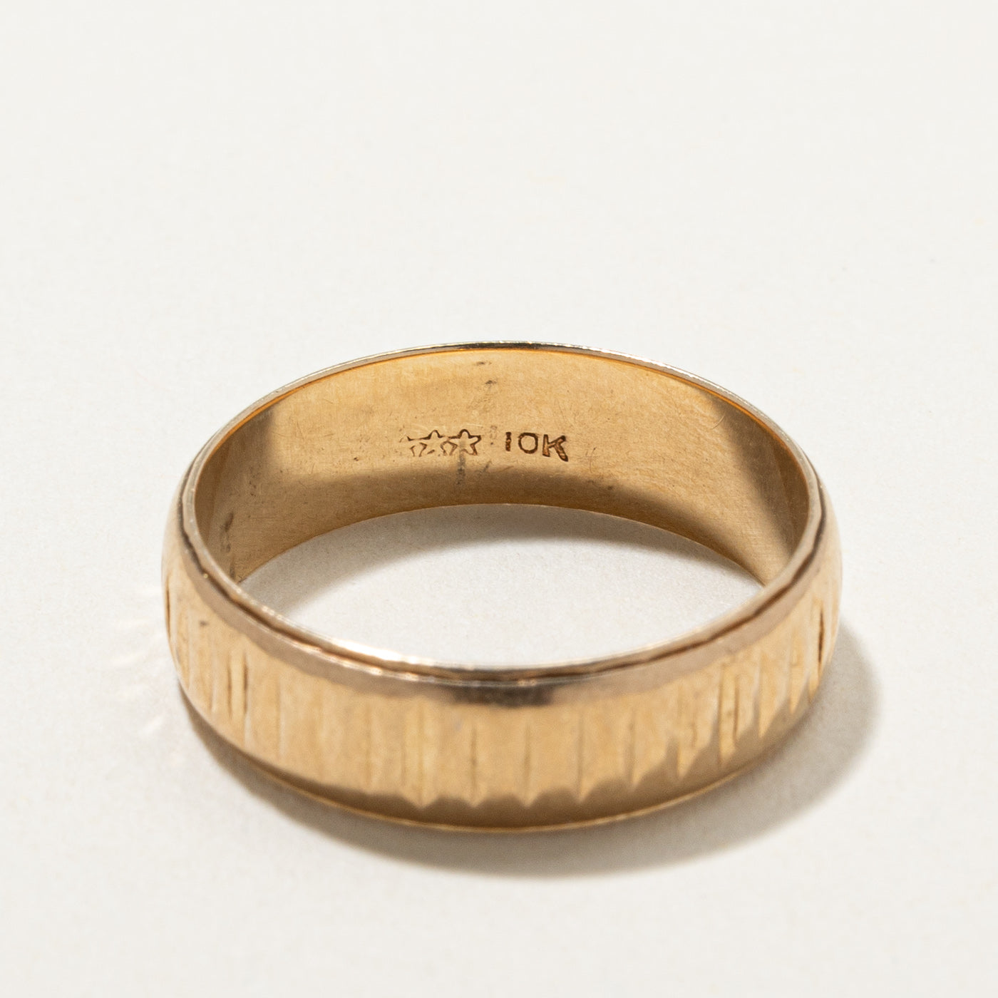 10K Yellow Gold Textured Wedding Band Ring for Women - 5.8mm Wide, Size 7.75 - Perfect for Anniversary Gifts, Bridal Jewelry & Everyday Elegance