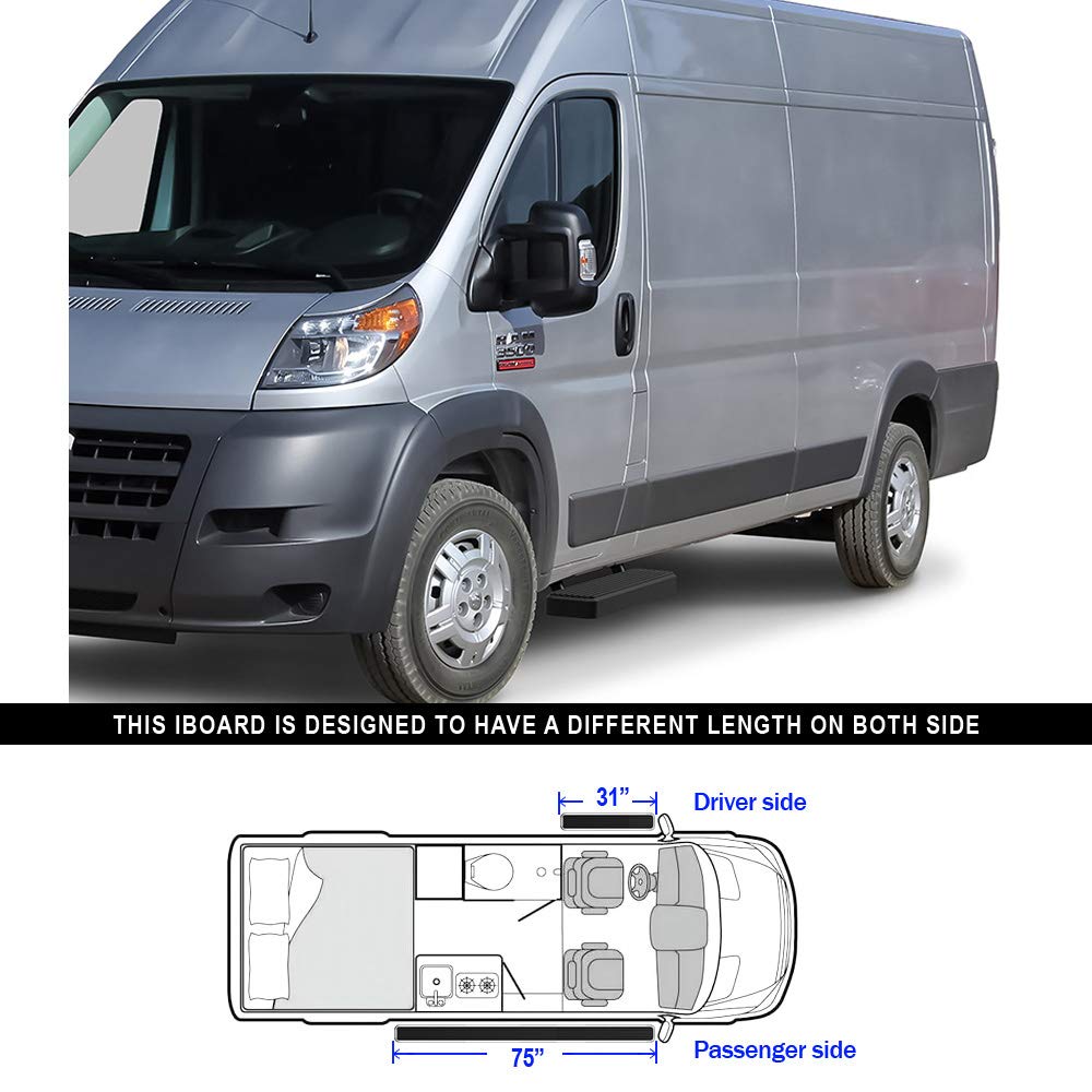 APS Premium 6-Inch Black Running Boards for Ram ProMaster 118-Inch Wheelbase (2014-2025) | Heavy-Duty Side Steps for Easy Truck Access & Off-Road Protection