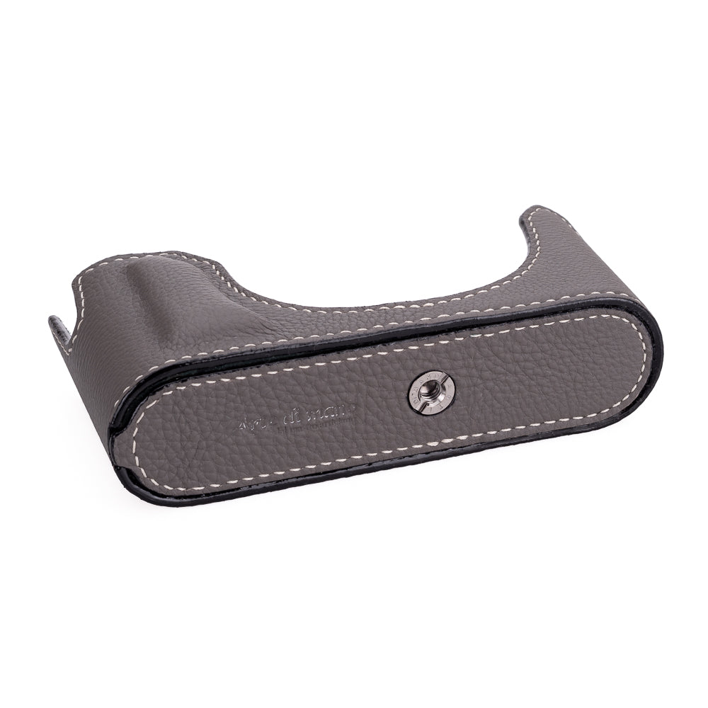Arte di Mano Premium Leather Half Case for Leica M11 Camera - Gray Shrunken Calf with Easy Battery Access | Perfect for Professional Photography & Travel Protection