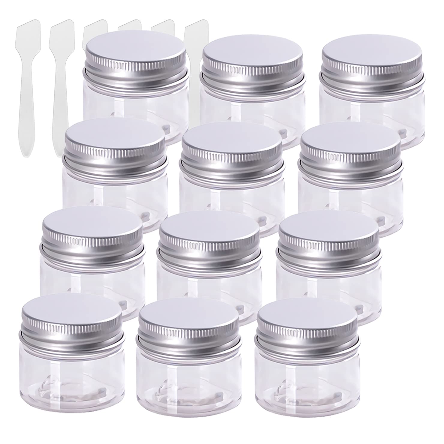 24 Pack 30ml Clear Plastic Cream Jars with Silver Lids - Small Cosmetic Containers for Makeup, Skincare, Face Cream & Travel Toiletries - Perfect for DIY Beauty Products, Salves & Sample Sizes